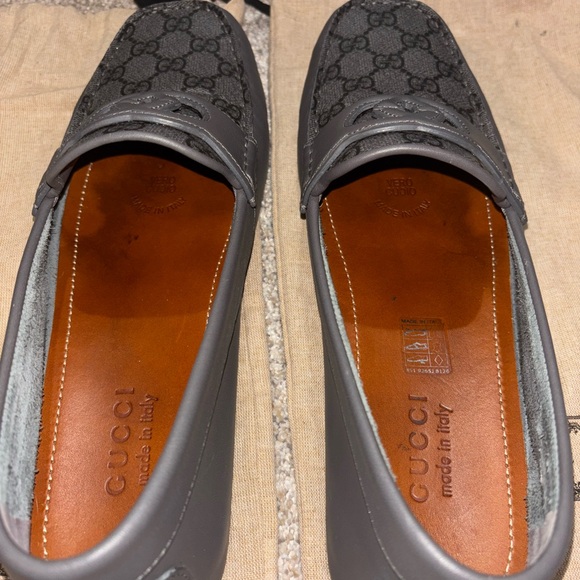 Gucci Graphite Grey GG Loafers and Belt